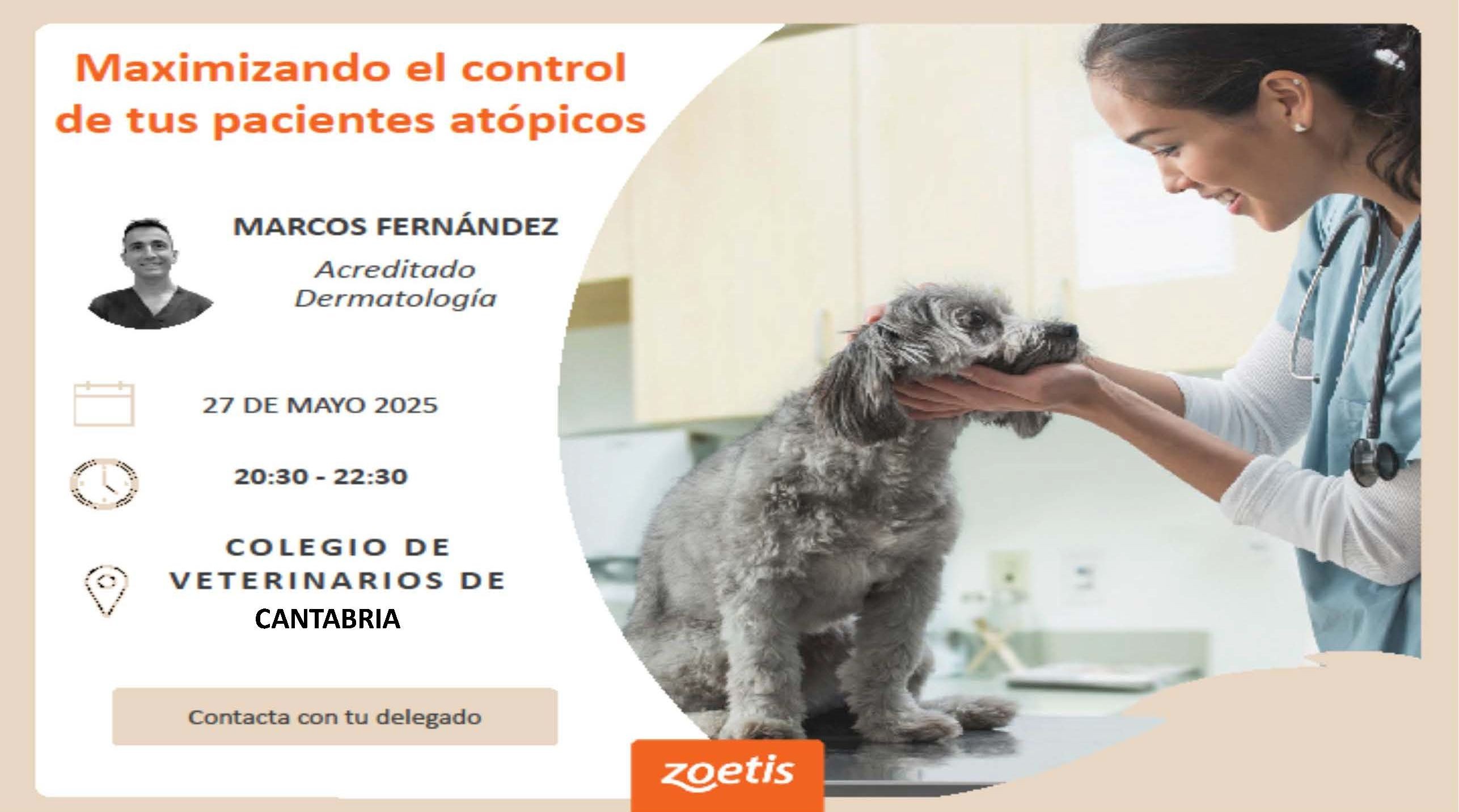 imagen de Charla Zoetis: Maximizando el control de tus pacientes atópicos. 27 de mayo - 20:30